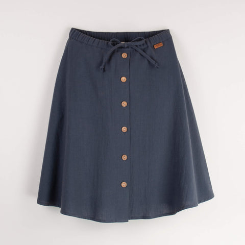 Popelin Navy Blue Midi Skirt