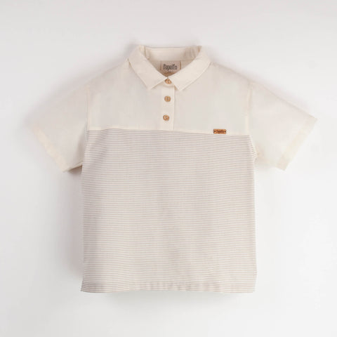 Popelin Sand Striped Contrasting Shirt