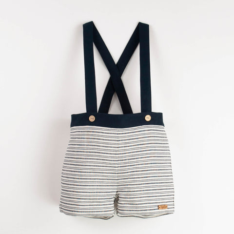 Popelin Embroidered Striped Dungarees With Straps