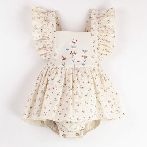 Popelin Floral Romper Suit With Frill