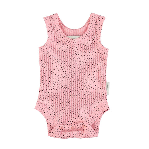 Piupiuchick Sleeveless Bodysuit | Pink  W/ Black Dots