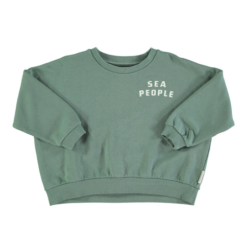 Piupiuchick Sweatshirt | Green w/ "sea people" print