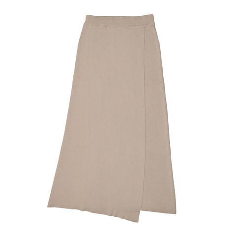 Coco Blanc Ribbed Wrap Skirt Oatmeal