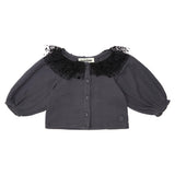 Tocoto Vintage T-Shirt With Buttons Tulle Stars Baby Dark Grey