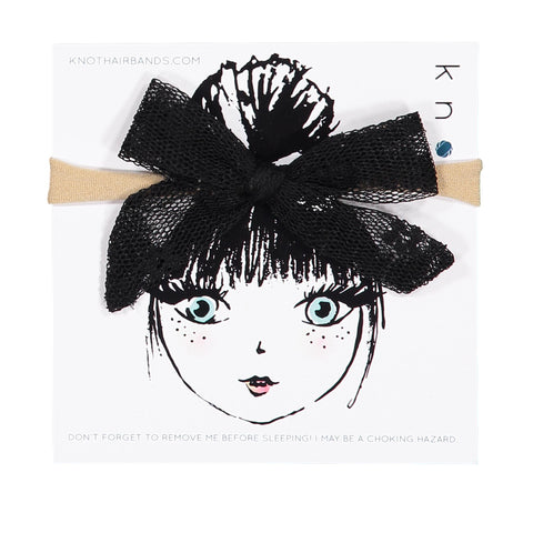 KNOT HAIRBANDS BUTTERCUP MINI BOW BAND BLACK