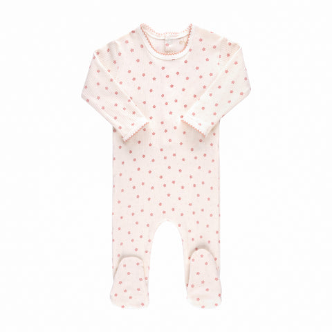Ely's & Co. Ribbed Cotton Floral Collection Pink/Ivory Onesie