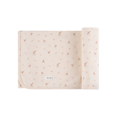 Ely’s & Co Ribbed Cotton - Bird - Pink/Cream - Blanket