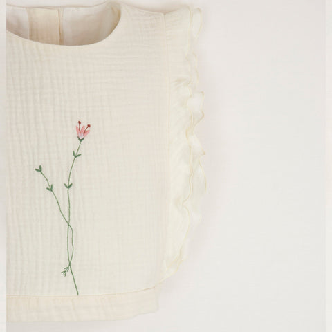 Popelin Off-White Organic Embroidered Top