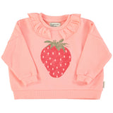 Piupiuchick Sweatshirt W/ Collar Light Pink W/ Strawberry Print