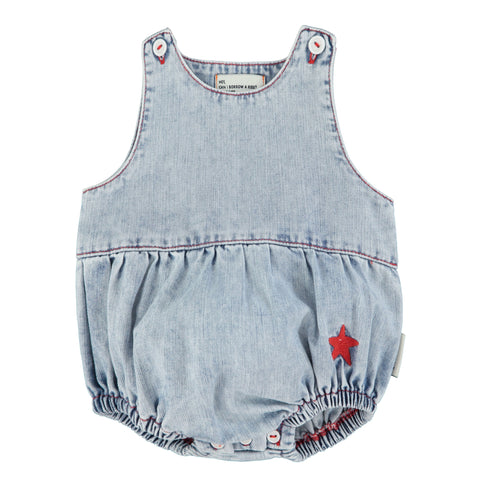 Piupiuchick Sleeveless Baby Romper Blue Light Denim