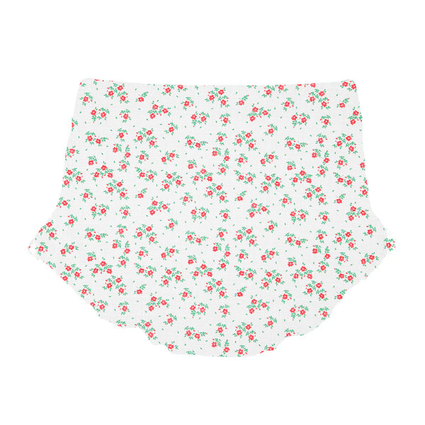 Piupiuchick Baby Bloomers Ecru W/ Red Flowers Allover