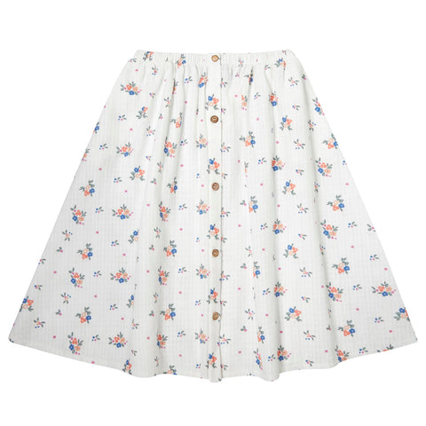 Tocoto Vintage Open Midi Skirt With Flower Print And Off White