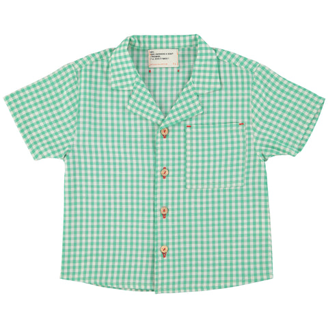 Piupiuchick Hawaiian Shirt Green & Ecru Checkered