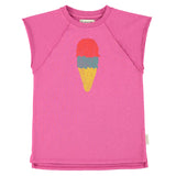 Piupiuchick T-Shirt Dress Fuchsia W/ Ice Cream Print