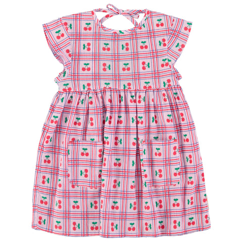Piupiuchick Short Dress Lilac W/ Cherries Allover