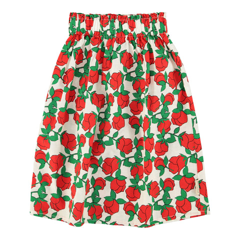 Piupiuchick Knee-Lenght Skirt Ecru W/ Red Roses Print