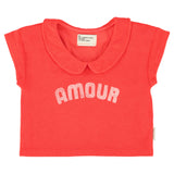 Piupiuchick T'Shirt W/ Peter Pan Collar Red W/ "Amour" Print