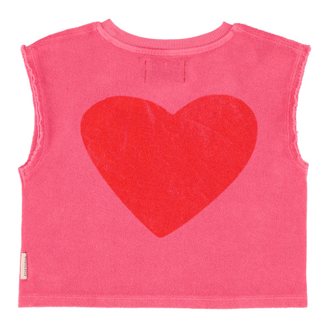 Piupiuchick Sleeveless Top Pink W/ "Amour" Print