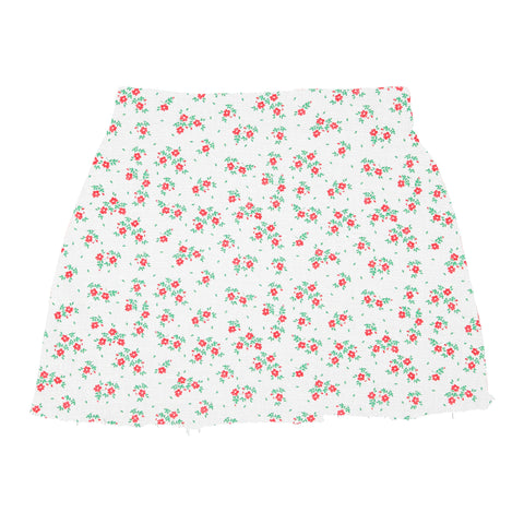 Piupiuchick Knee-Lenght Skirt Ecru W/ Red Flowers Allover