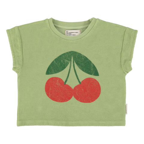 Piupiuchick T'Shirt Light Olive W/ Cherry Print
