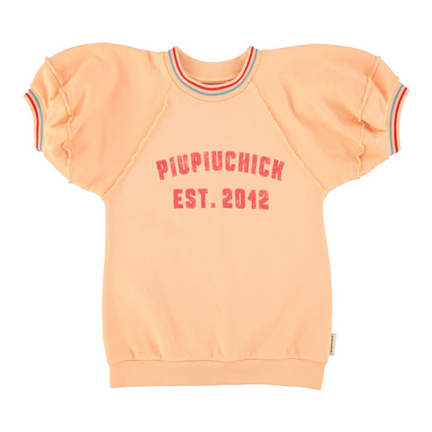 Piupiuchick Knee-Lenght Sweatshirt Dress Peach "Piupiuchick" Print