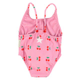 Piupiuchick Swimsuit W/ Crossed Straps Pink W/ Cherries Allover