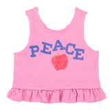 Piupiuchick Top Pink W/ "Peace" Print