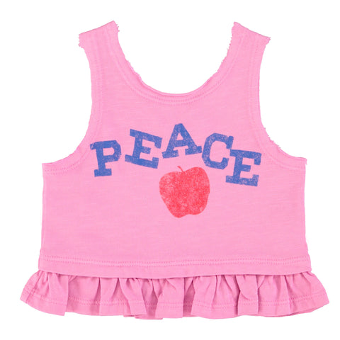 Piupiuchick Top Pink W/ "Peace" Print