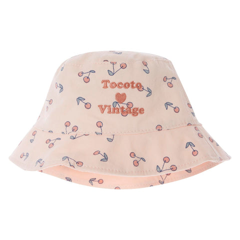 Tocoto Vintage Cherries Print Twill Hat Pink