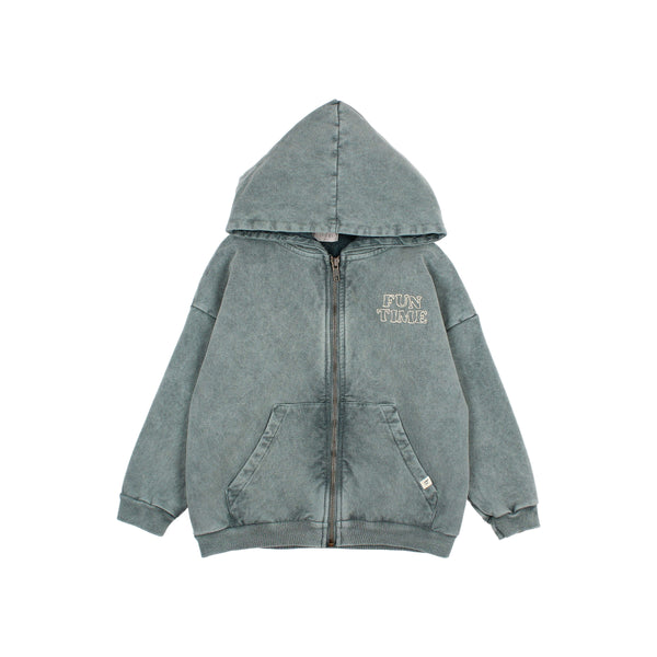 Buho Fleece Hoodie Zip Slate Green