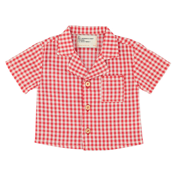 Piupiuchick Hawaiian Shirt Red & Ecru Checkered