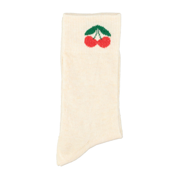 Piupiuchick Socks Ecru W/ Cherry Print