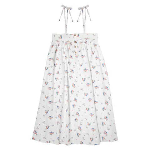 Tocoto Vintage Long Dress With Straps And Flower Print With Off White