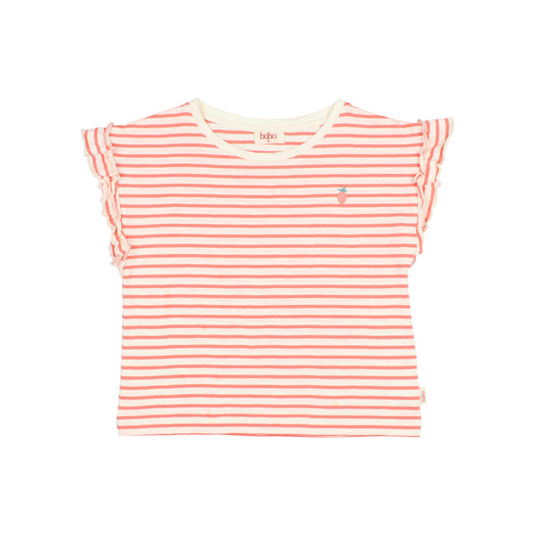 Buho Stripes Girly T-Shirt Coral