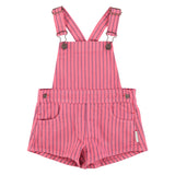 Piupiuchick Short Dungarees Pink W/ Indigo Stripes