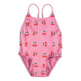 Piupiuchick Swimsuit W/ Crossed Straps Pink W/ Cherries Allover