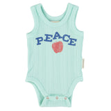 Piupiuchick Sleeveless Bodysuit Light Blue W/ "Peace" Print