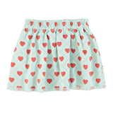 Piupiuchick Short Skirt Light Blue W/ Red Hearts Allover