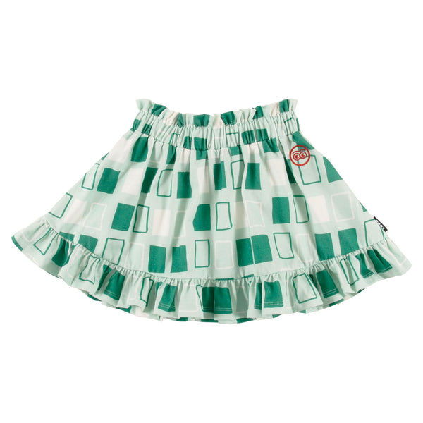 Loud Apparel Cookie Mini Skirt Elastic Waist Abstract Check Aop