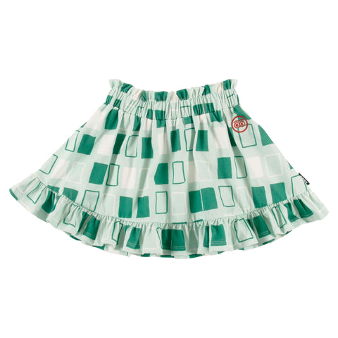 Loud Apparel Cookie Mini Skirt Elastic Waist Abstract Check Aop