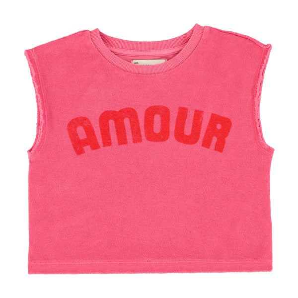 Piupiuchick Sleeveless Top Pink W/ "Amour" Print