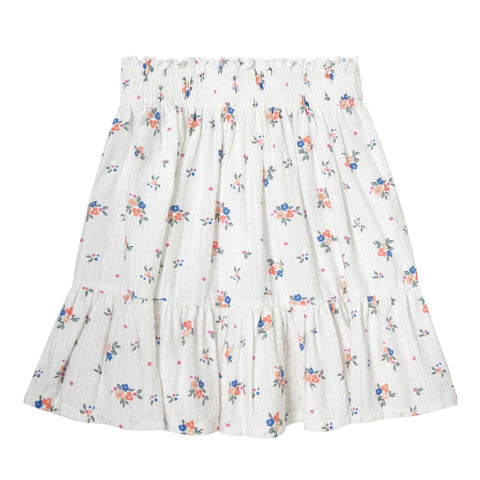 Tocoto Vintage Short Skirt With Flower Print And Off White