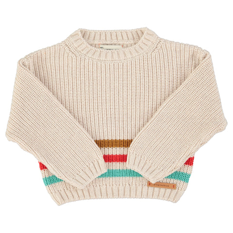 Piupiuchick Knitted Sweater Ecru W/ Multicolor Stripes