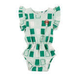 Loud Apparel Tuttifrutti Baby Girl Romper Abstract Check Aop