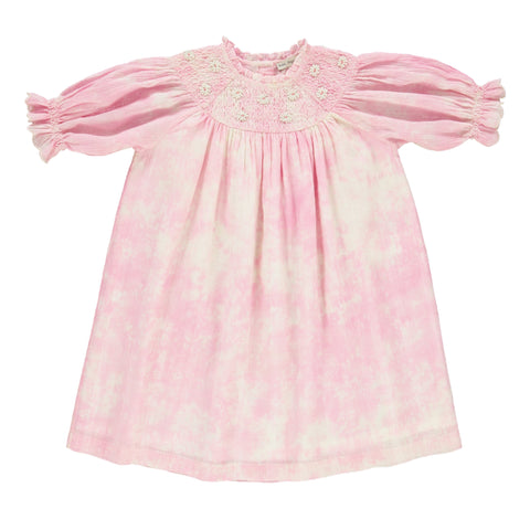 Bebe Organic Melody Dress 3/4 Sleeves Bubblegum Tie Dye