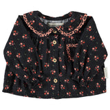 Piupiuchick Peter Pan Collar Blouse | Black W/ Flowers