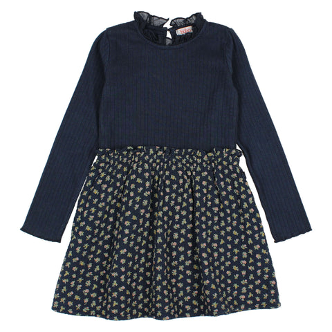 Buho Cottage Combi Dress Navy