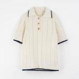 Popelin Blue Ribbed Polo Shirt