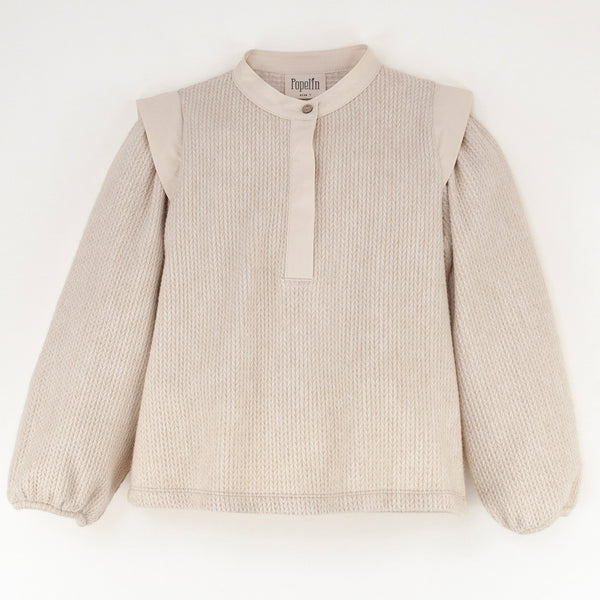 Popelin Knitted Puff Sleeve Blouse