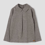 Popelin top brown herringbone with pleat || 19.4